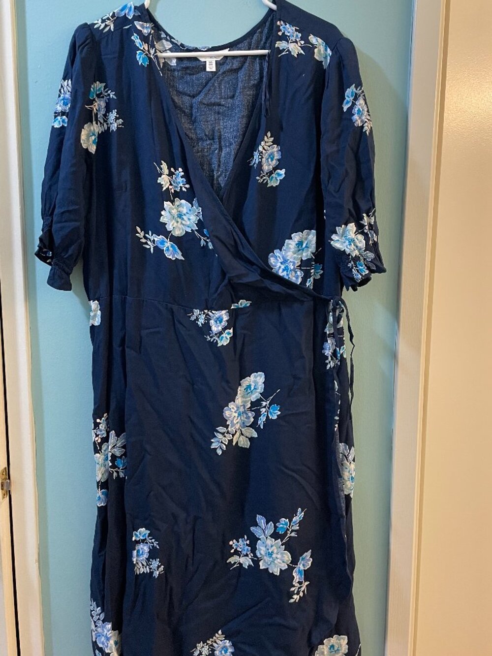 Time&Tru Blue Faux Wrap Dress, Size XXL(20)